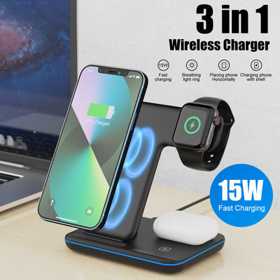 WIRELESS CHARGER 3 IN 1 | QI CERTIFIED WITH FAST CHARGING STATION
